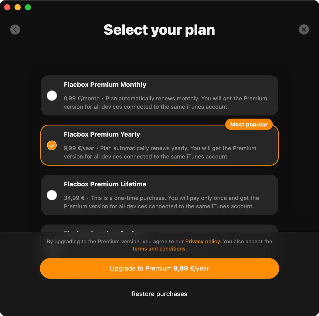 Flacbox Premium Plan Select