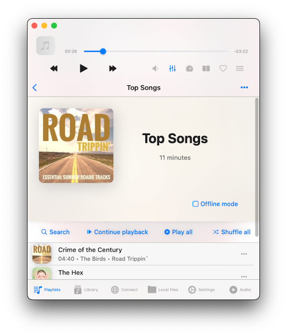 evermusic top toolbar
