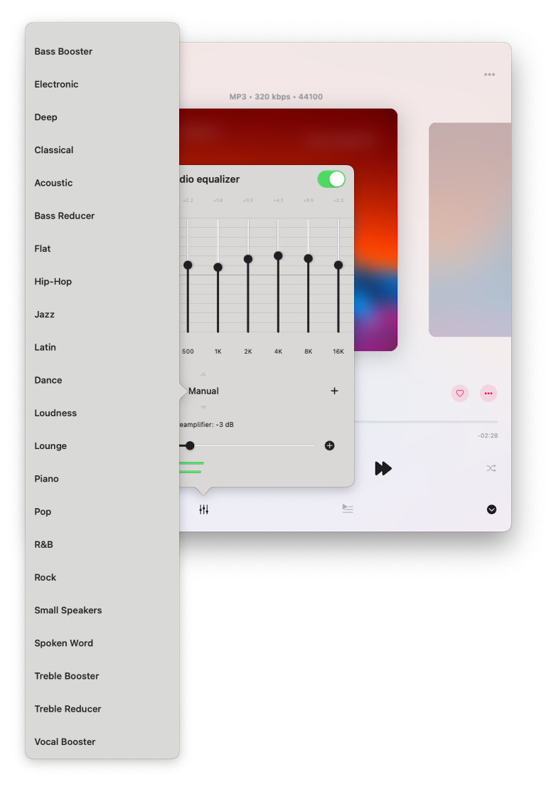 audio equalizer screen