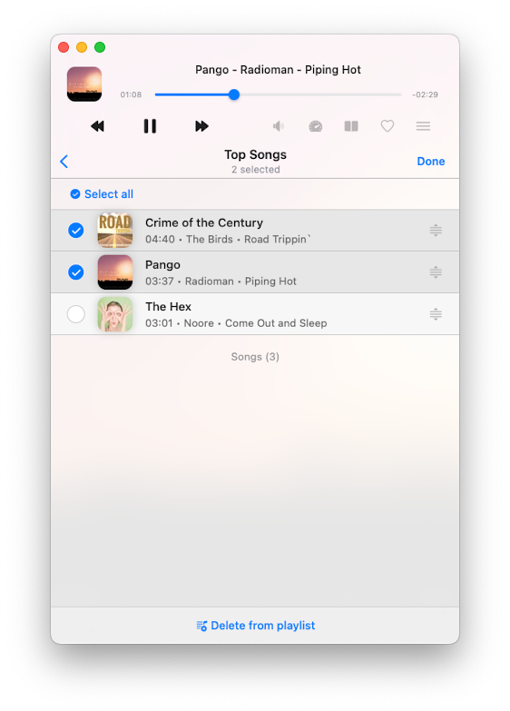 Deleting Multiple Songs from a Playlist