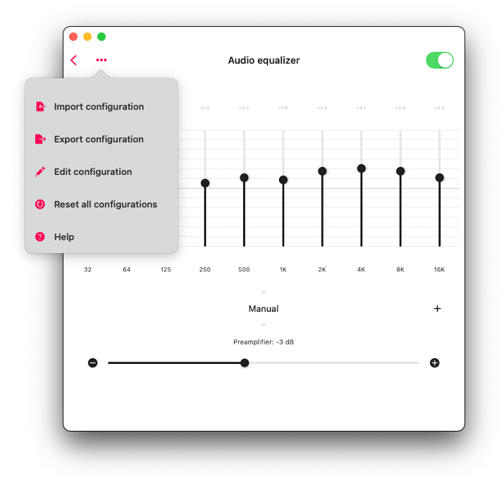 Audio Equalizer screen