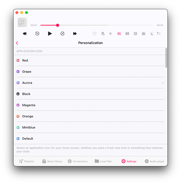 Personalization screen
