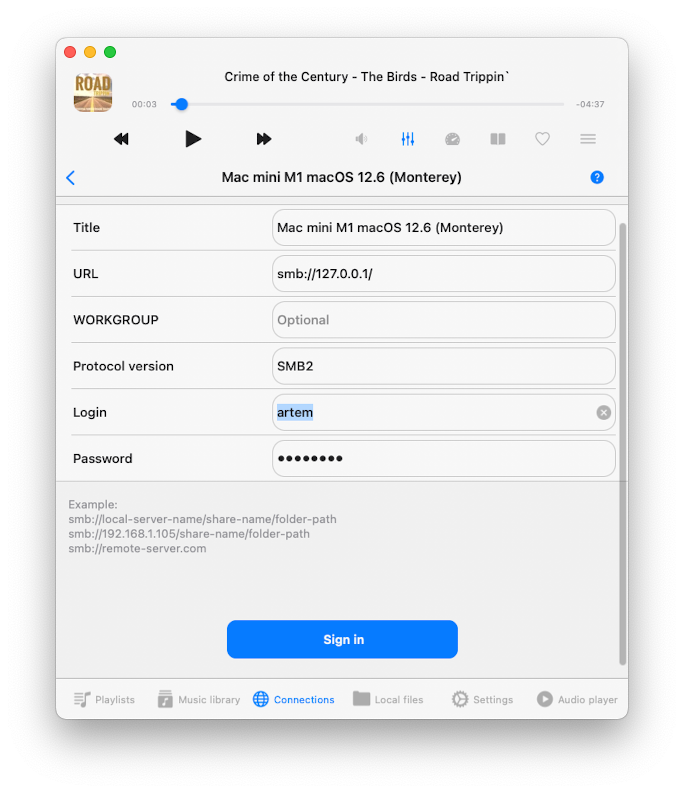 Connect to computer using SMB protocol