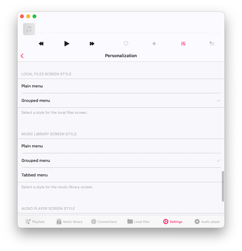 Personalization Screen