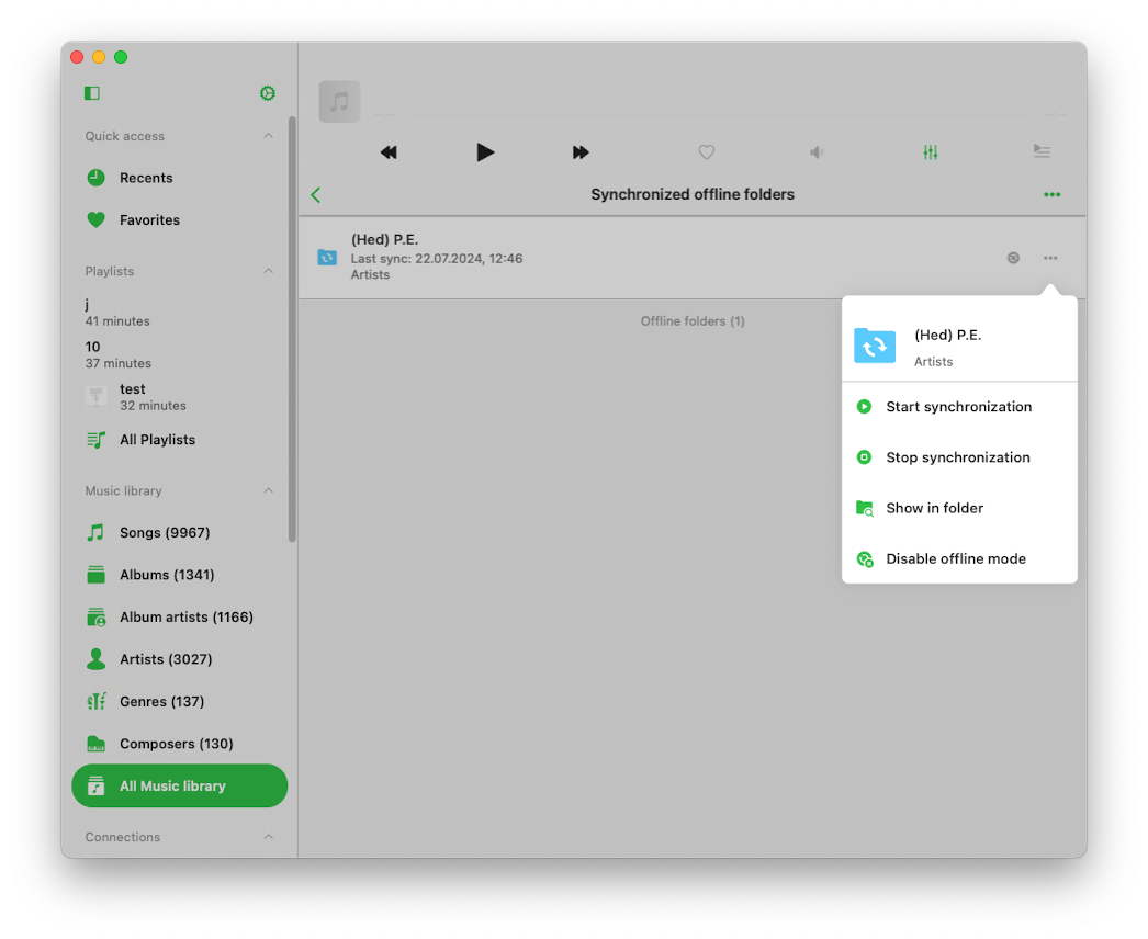 Synchronized Offline Folders