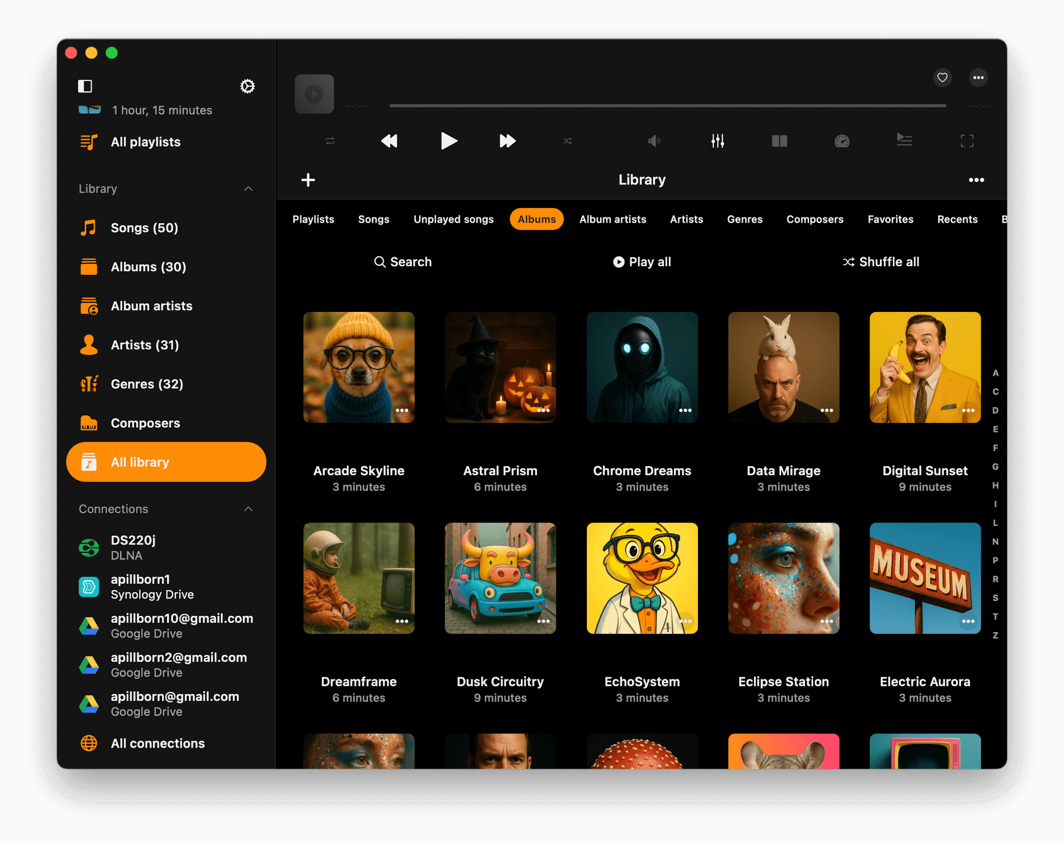 Music library screen