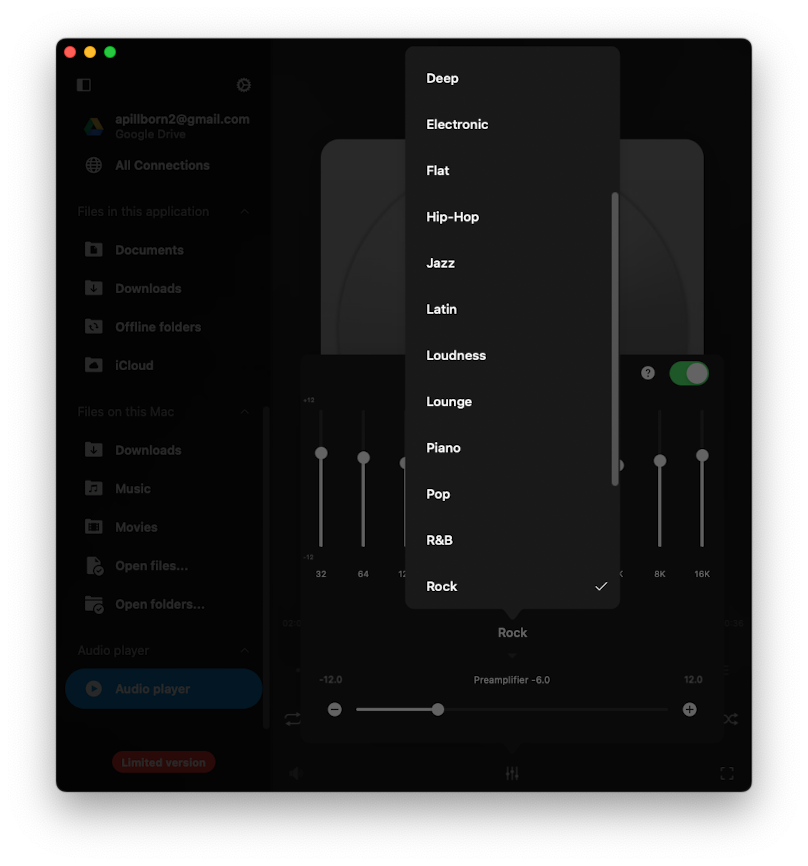 audio equalizer screen