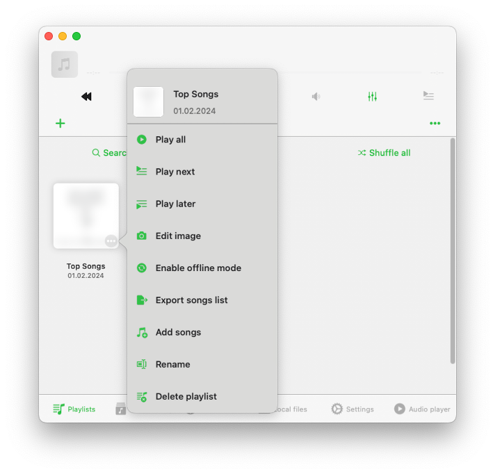 More Actions for Playlist