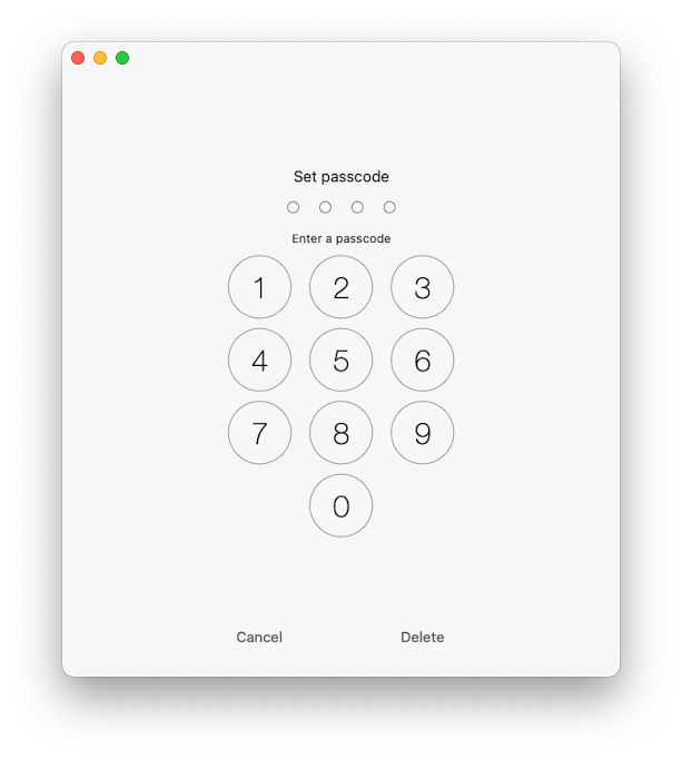 Passcode screen