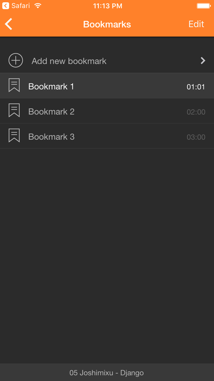 Tapping a bookmark to jump to that moment