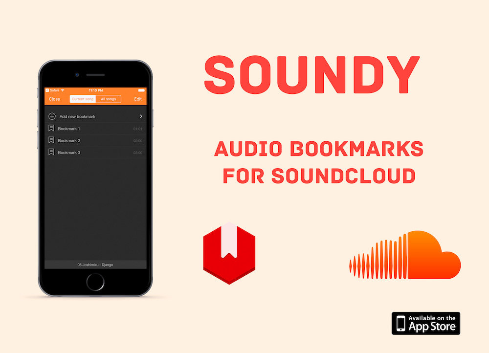 Soundy app used for audio bookmarking on SoundCloud