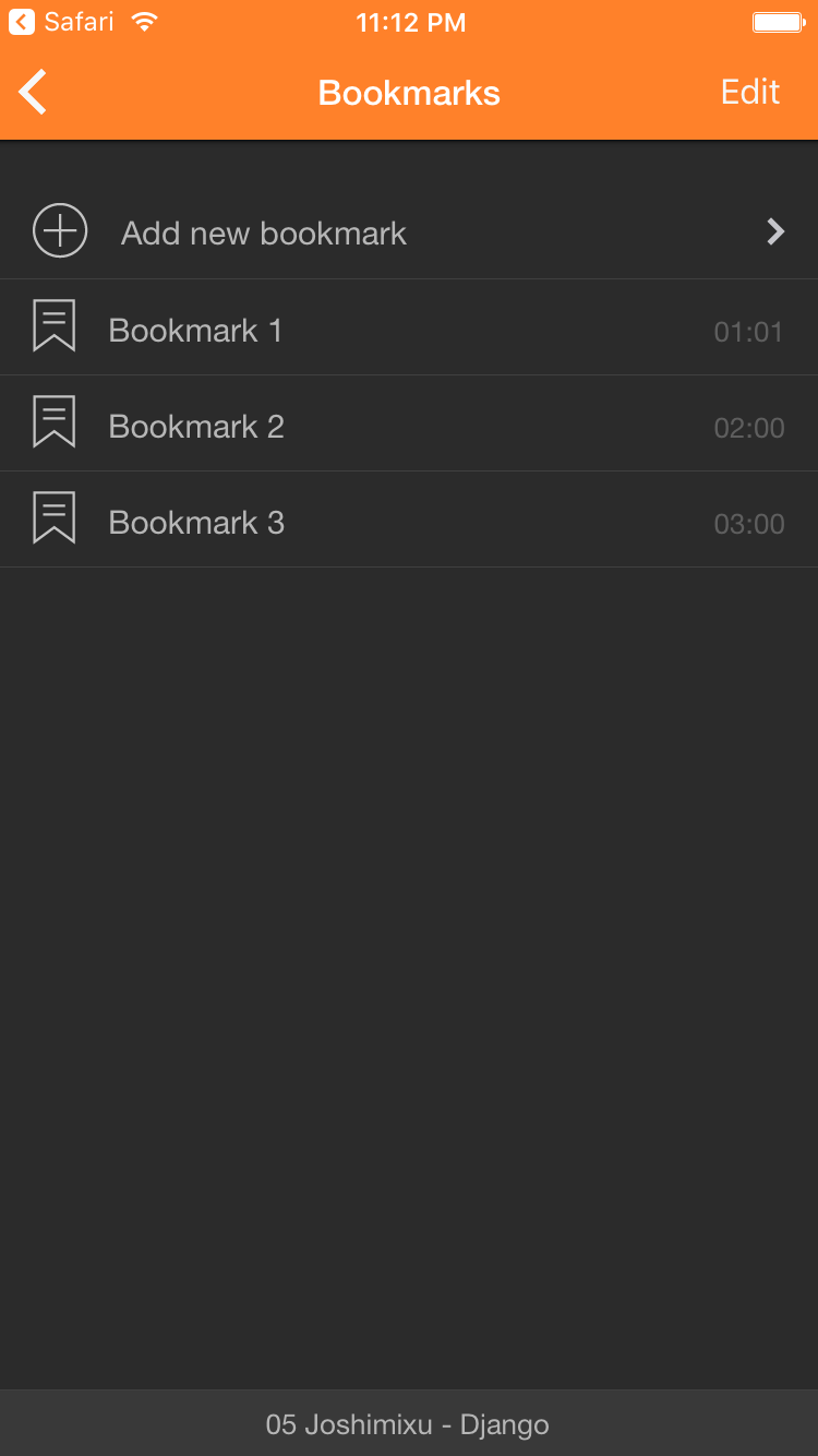 List of audio bookmarks