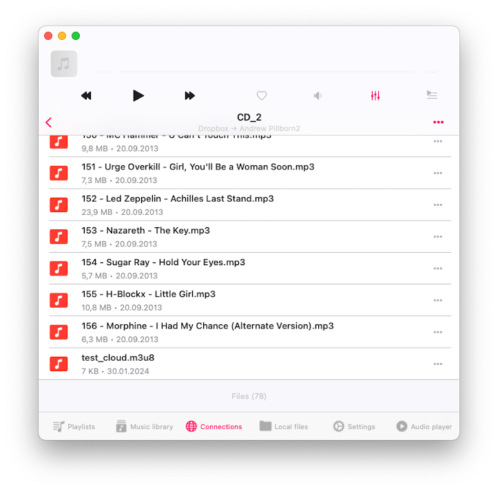 exported m3u file in files list