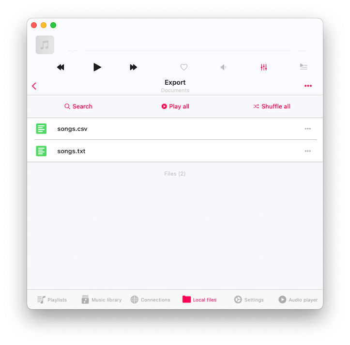 export folder with result files