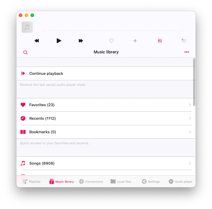 music library screen