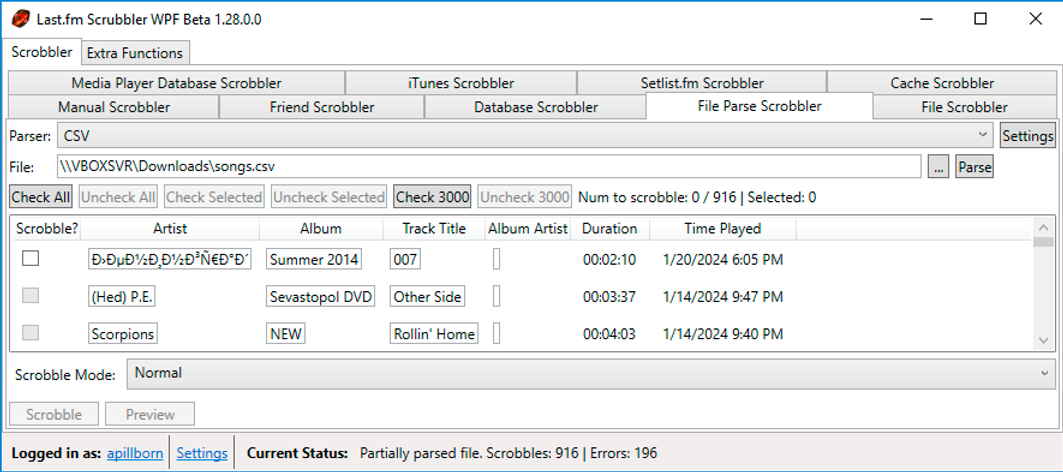 Tap the ‘Check All’ button to select all parsed tracks.