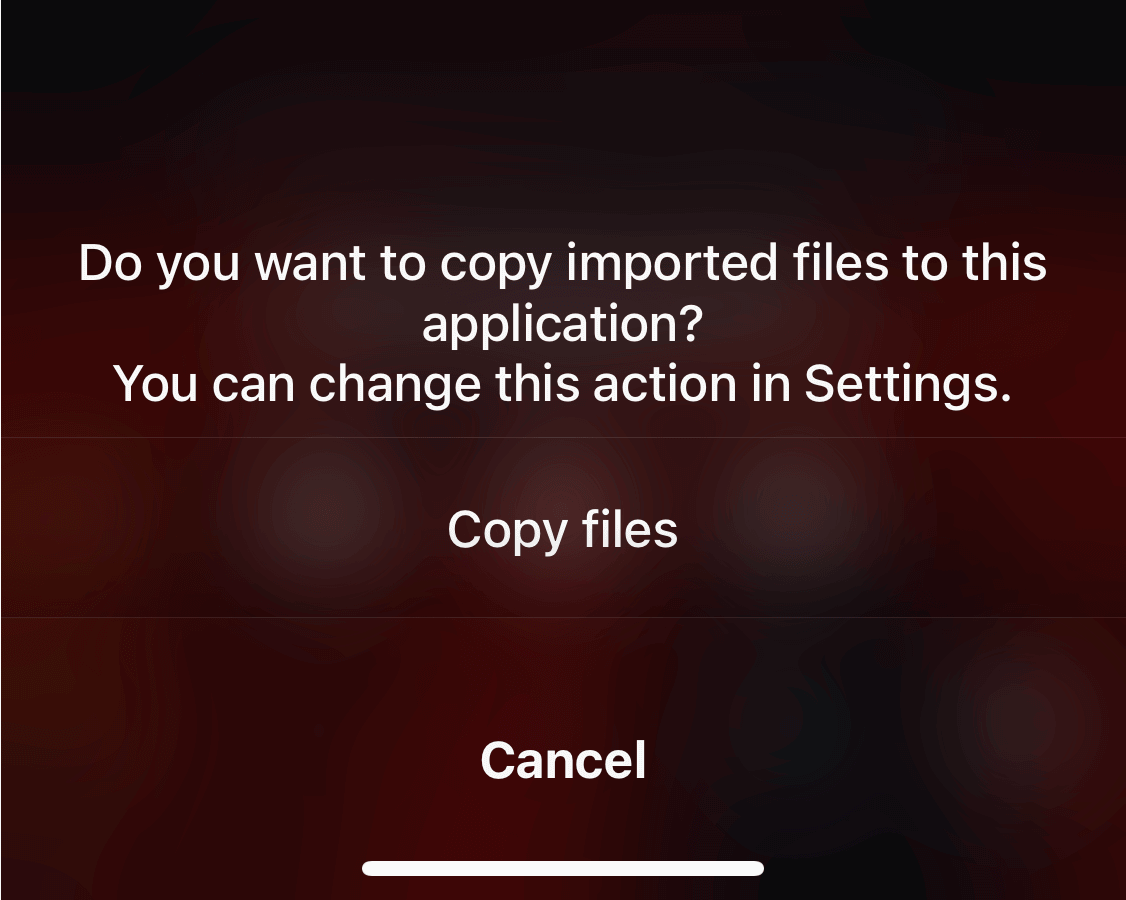 Evermusic: Copy Files Confirmation Message