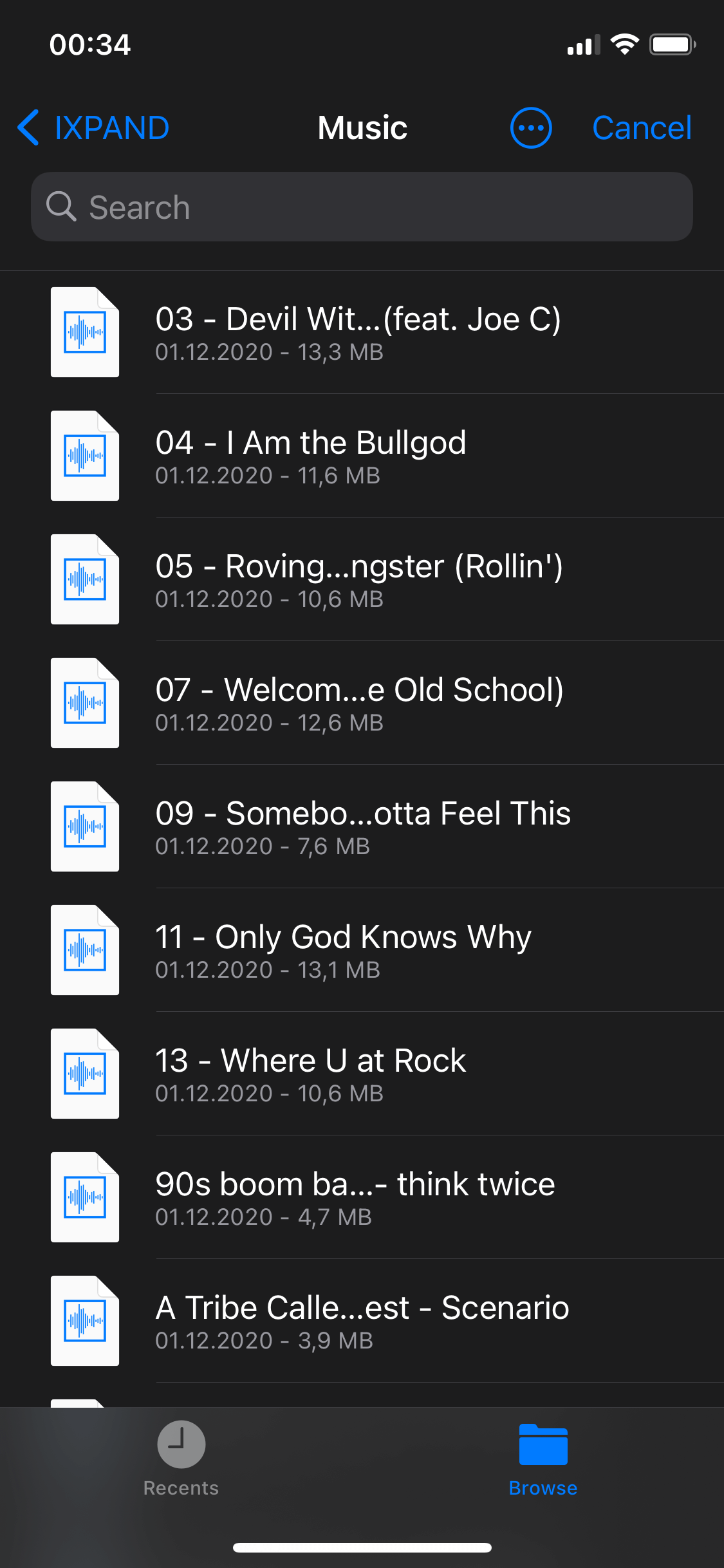 Evermusic: Select files on connected usb accessory
