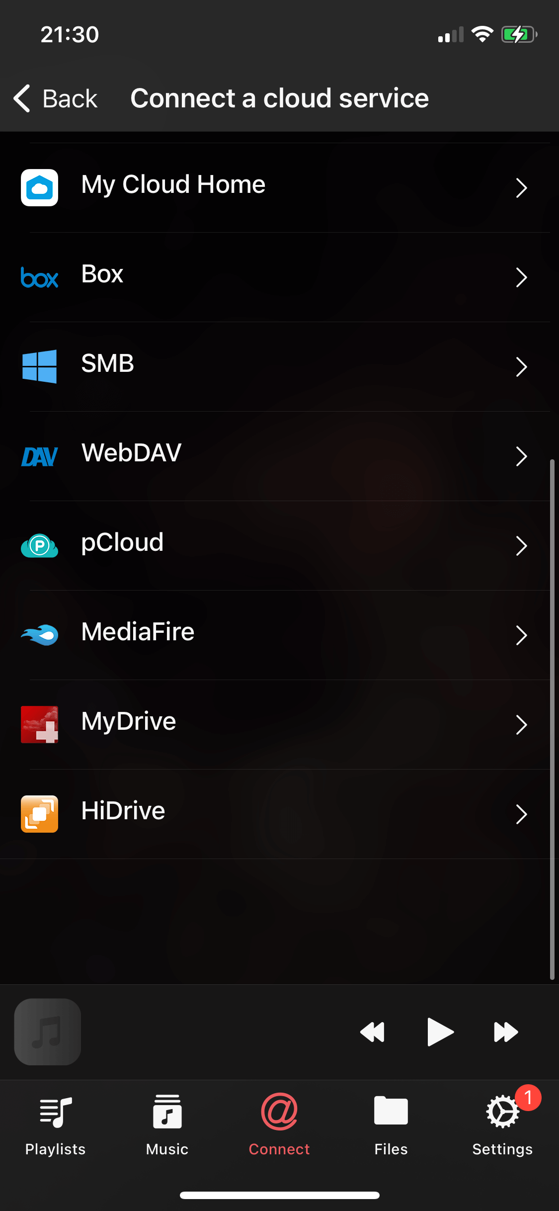 Evermusic Connect A Cloud Service Screen