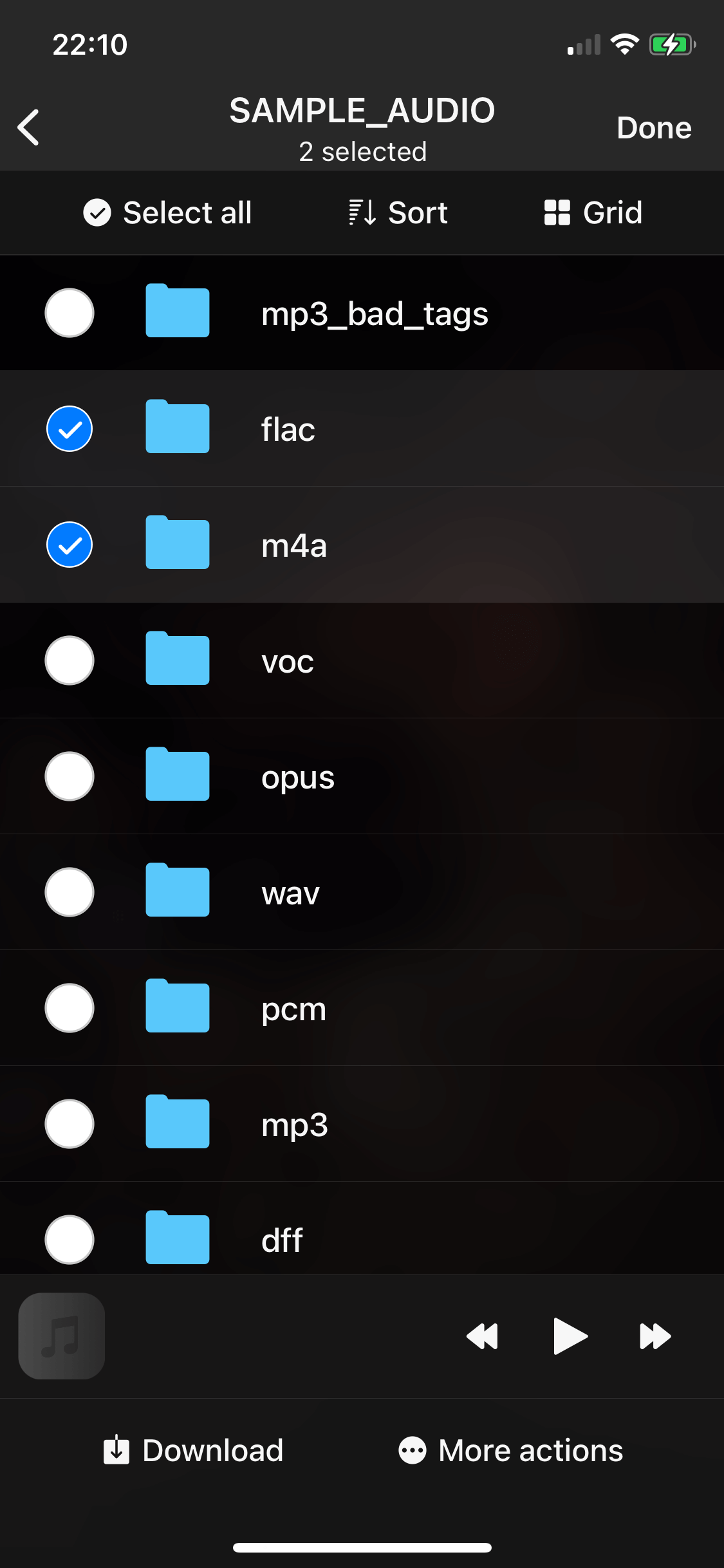 Evermusic File Manager Screen