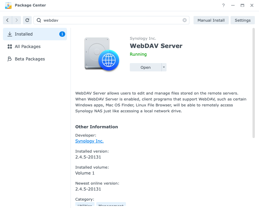 Install WebDAV on Synology