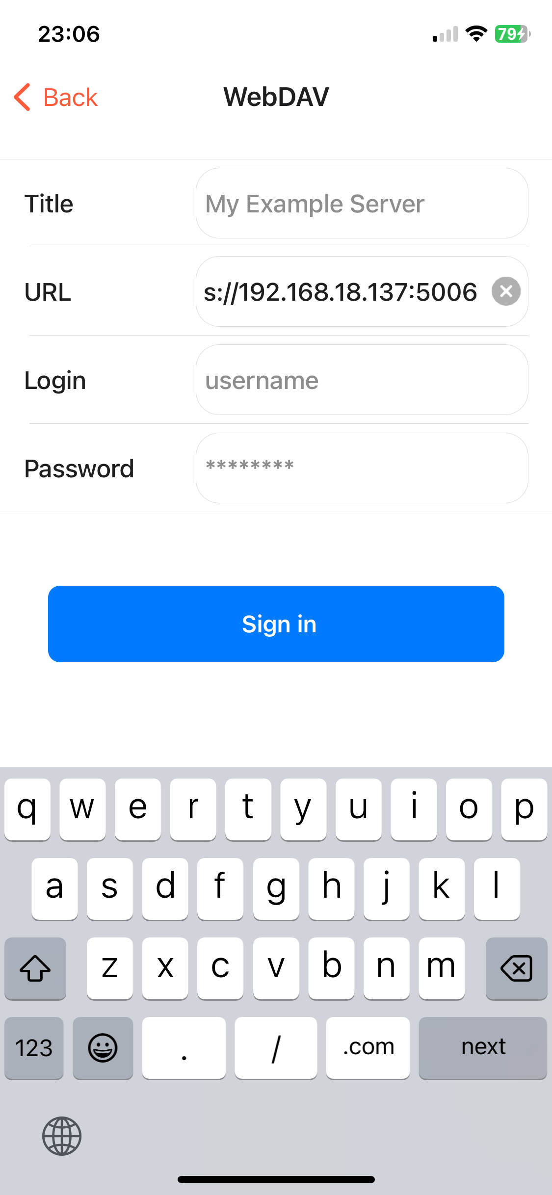Manual WebDAV Configuration