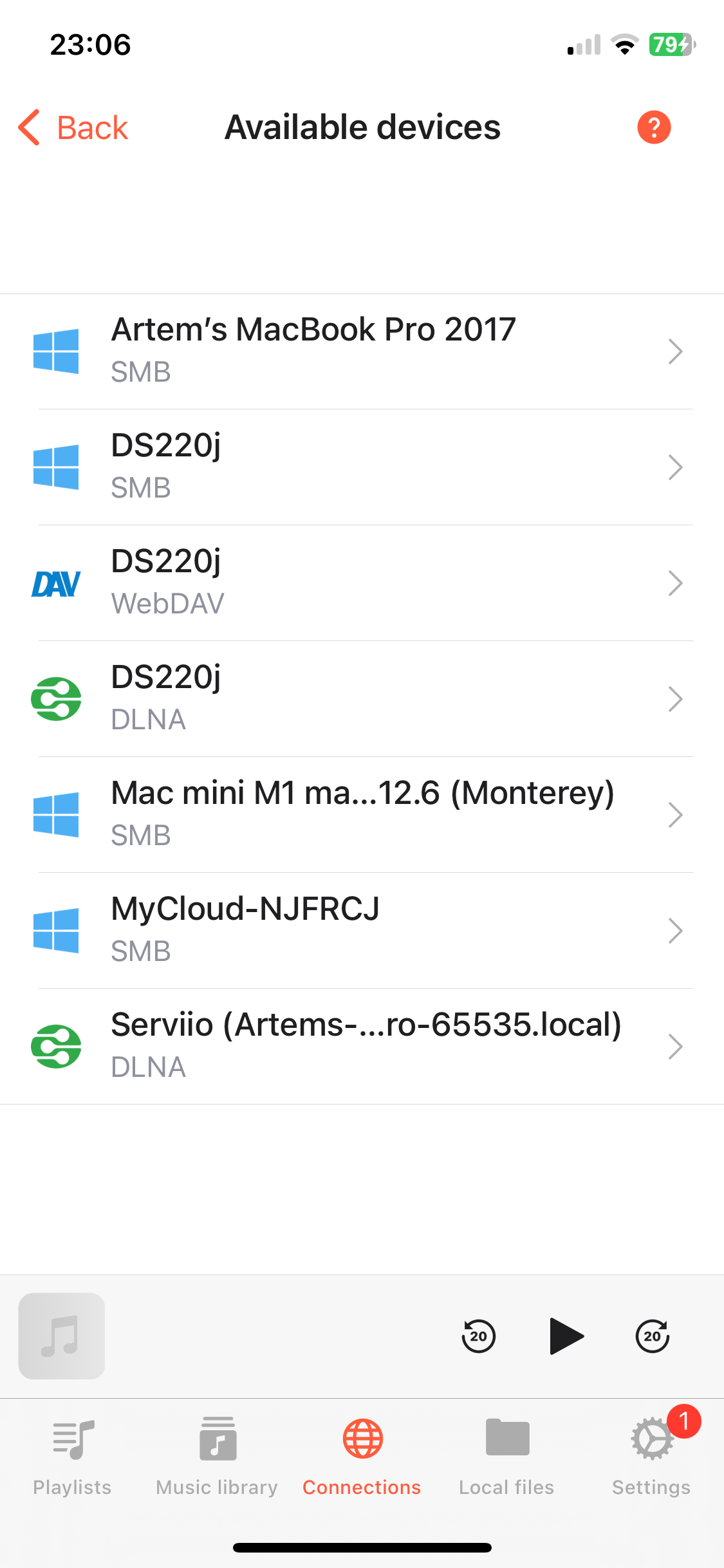 Available Devices List