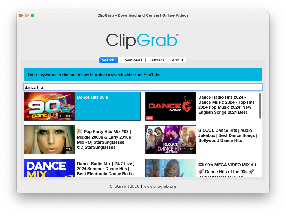 ClipGrab Search