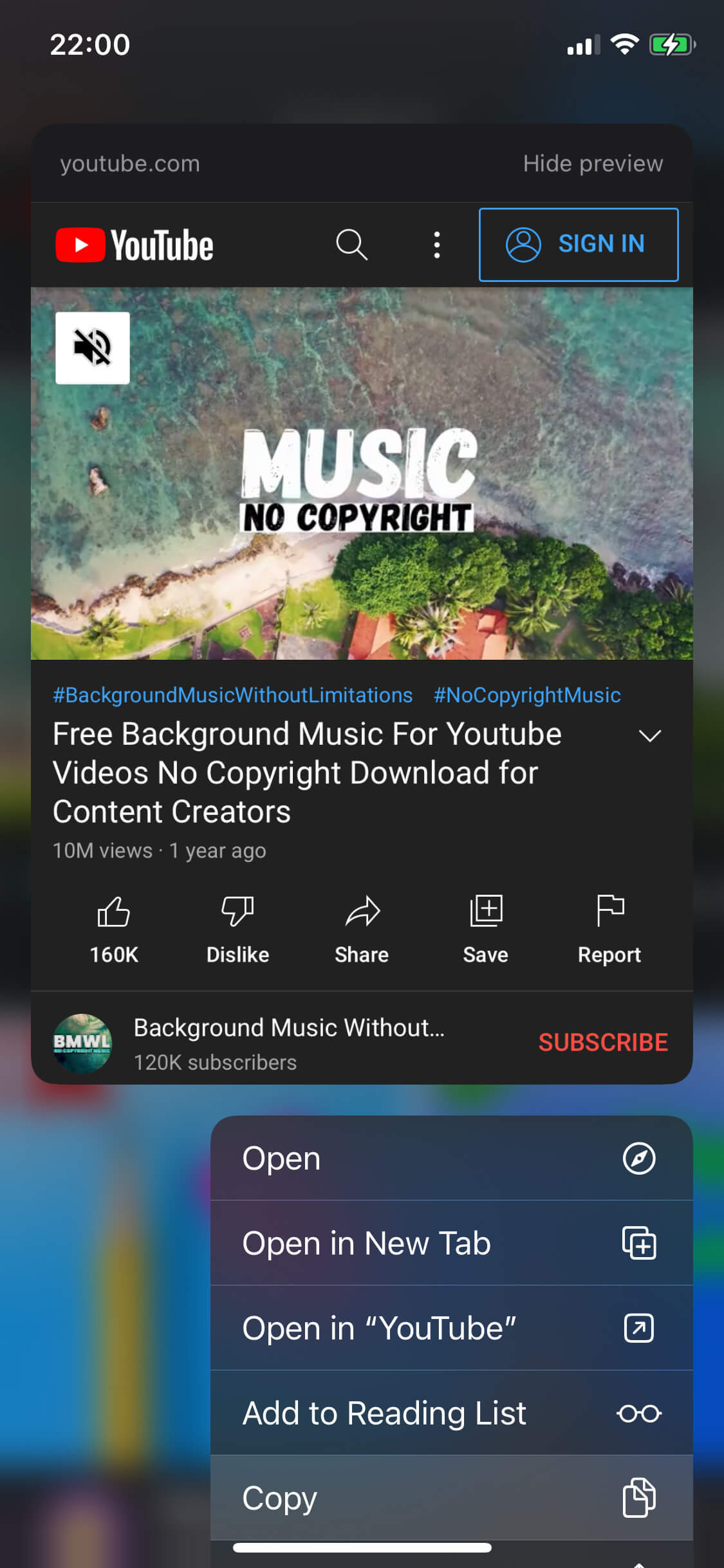 Copy Youtube Video Link