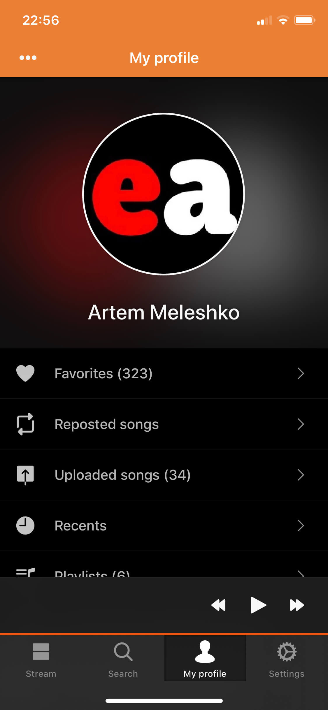 Soundy My Profile Screen