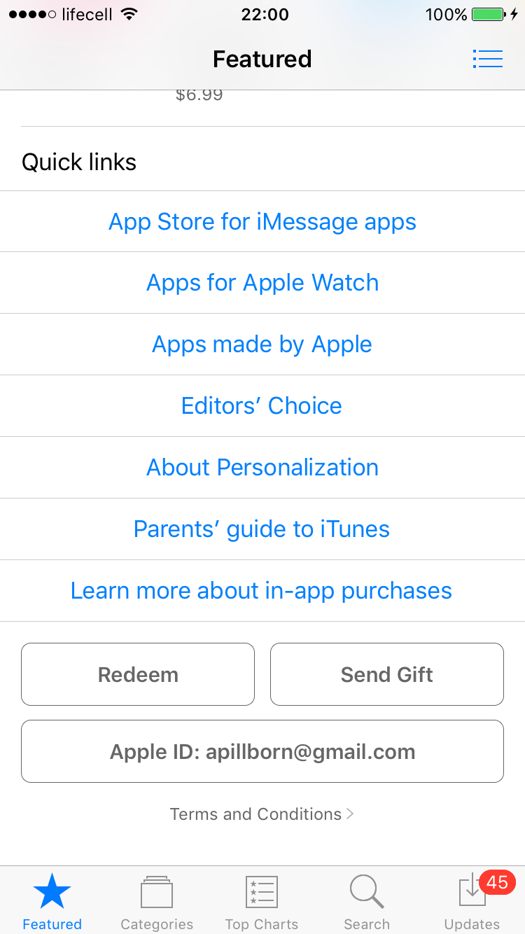 iOS 10 App Store Screen iPhone My Profile