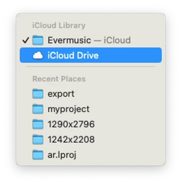 choose icloud drive from menu