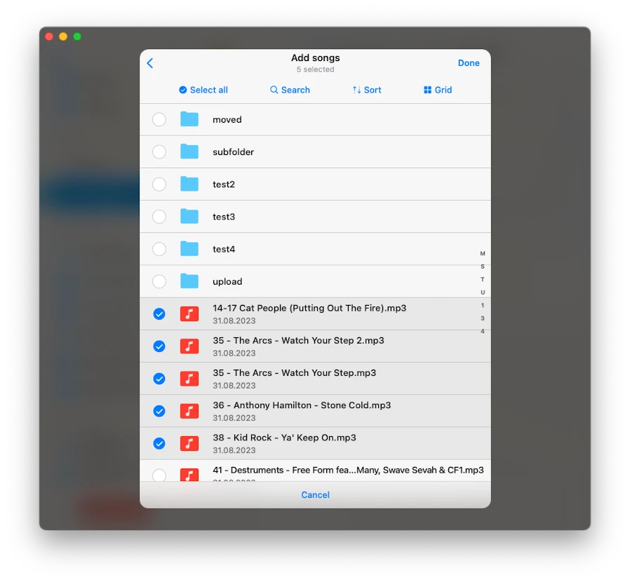 select songs for a playlist