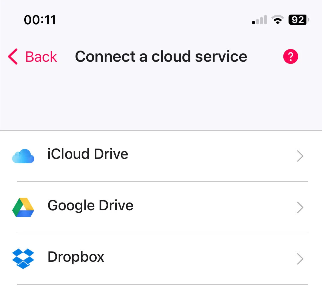 select icloud drive from options menu
