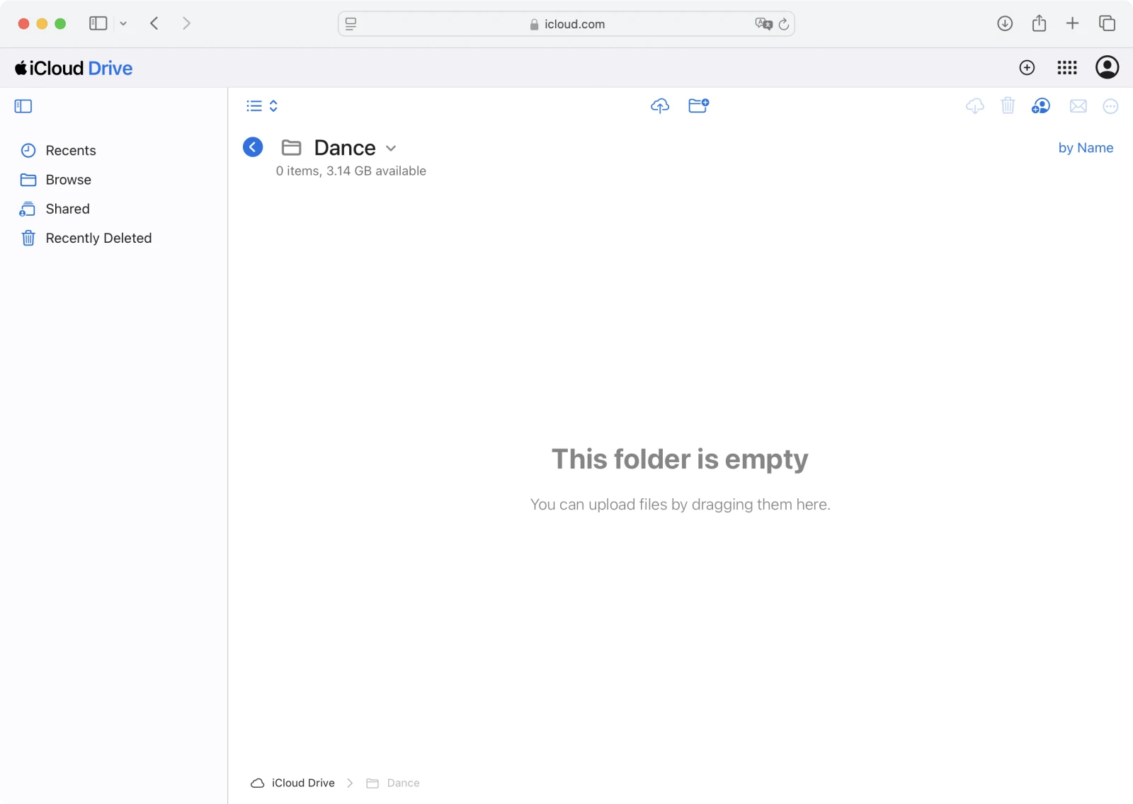 Opened empty folder in iCloud Drive