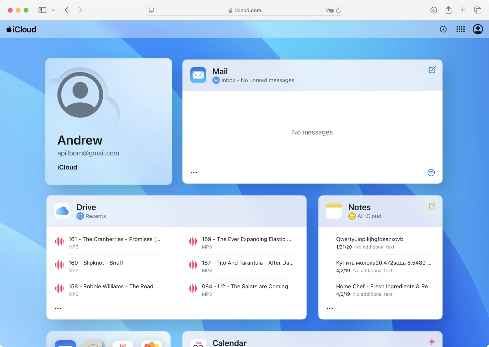 Logged into iCloud Drive interface