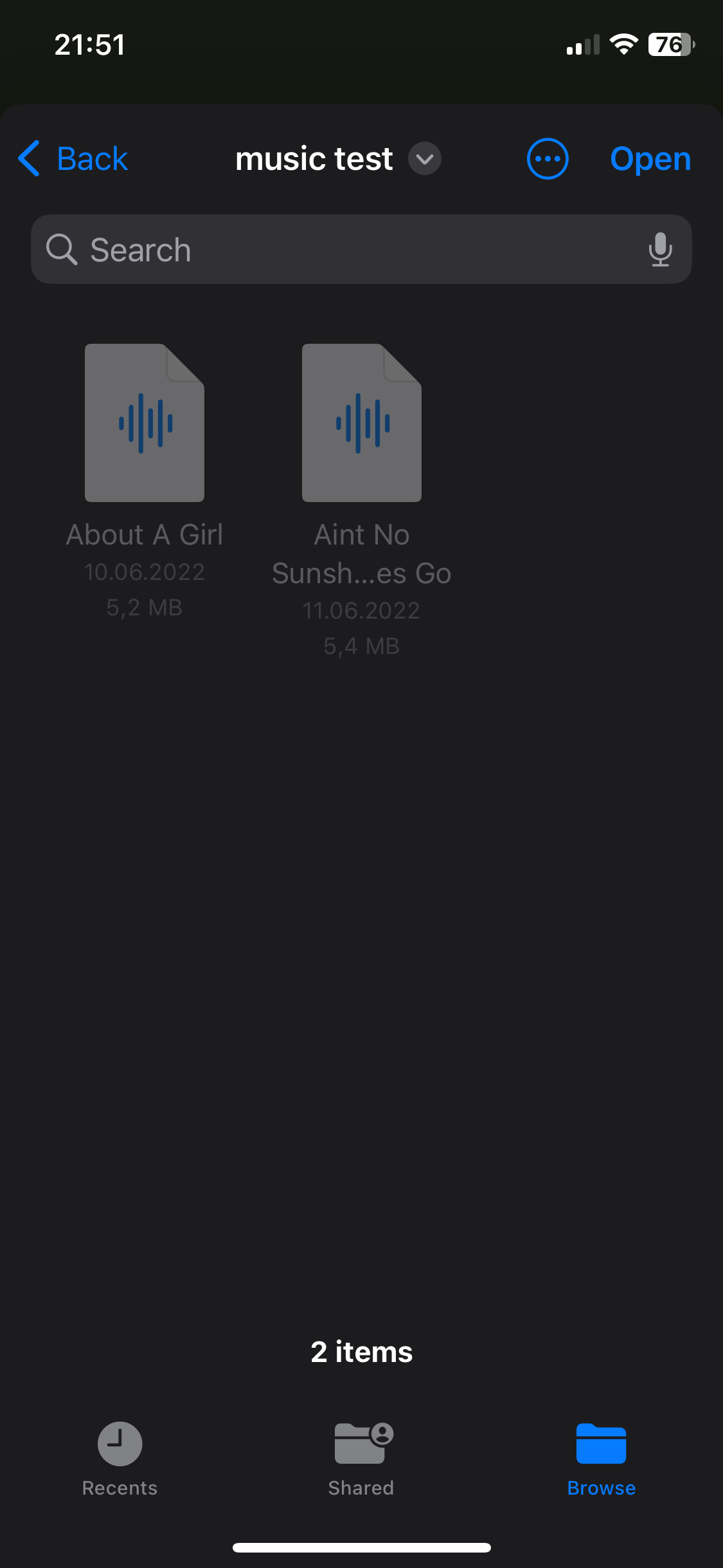 music folder content