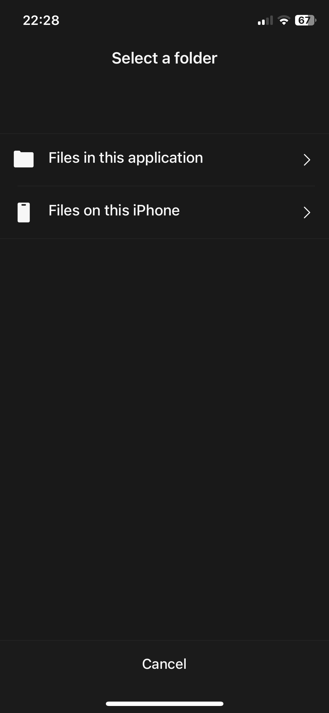 select folder for favorites