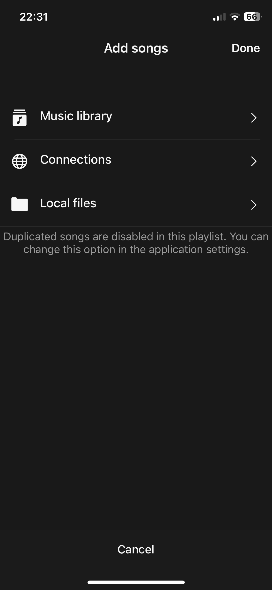 add songs to playlist - select sources