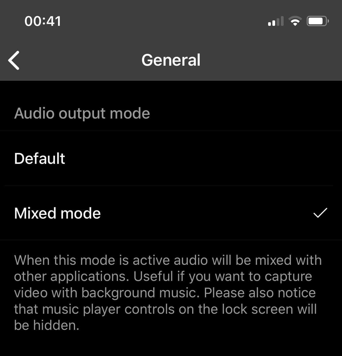 Audio Output Mode - Mixed