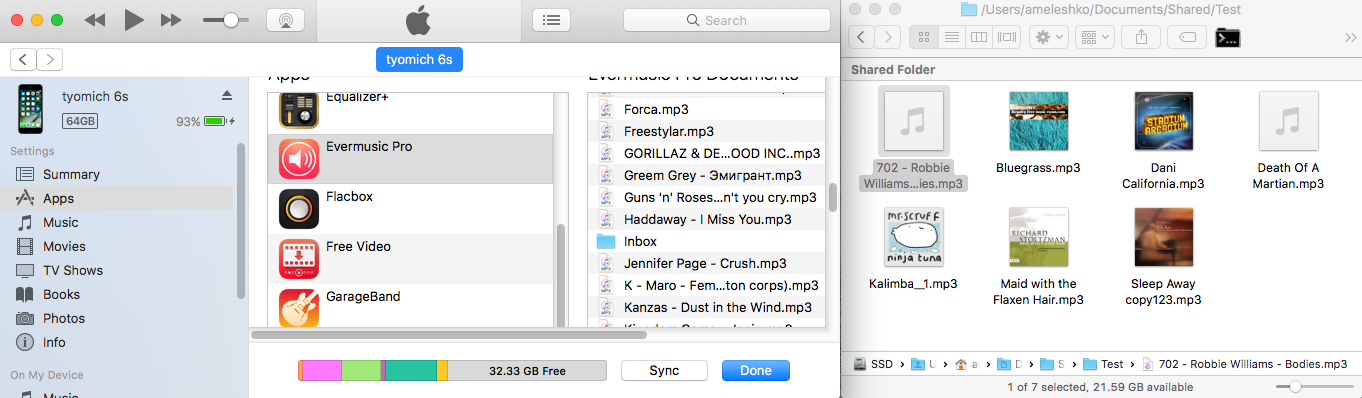 iTunes File Sharing Copy Files