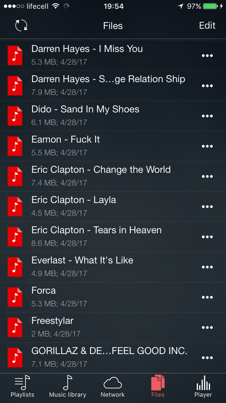 Evermusic Files Section