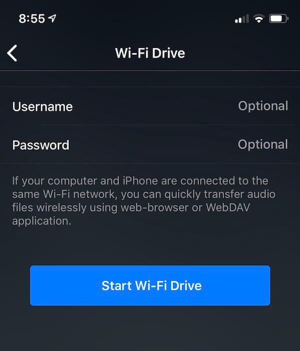 Evermusic Wi-Fi Drive: Start