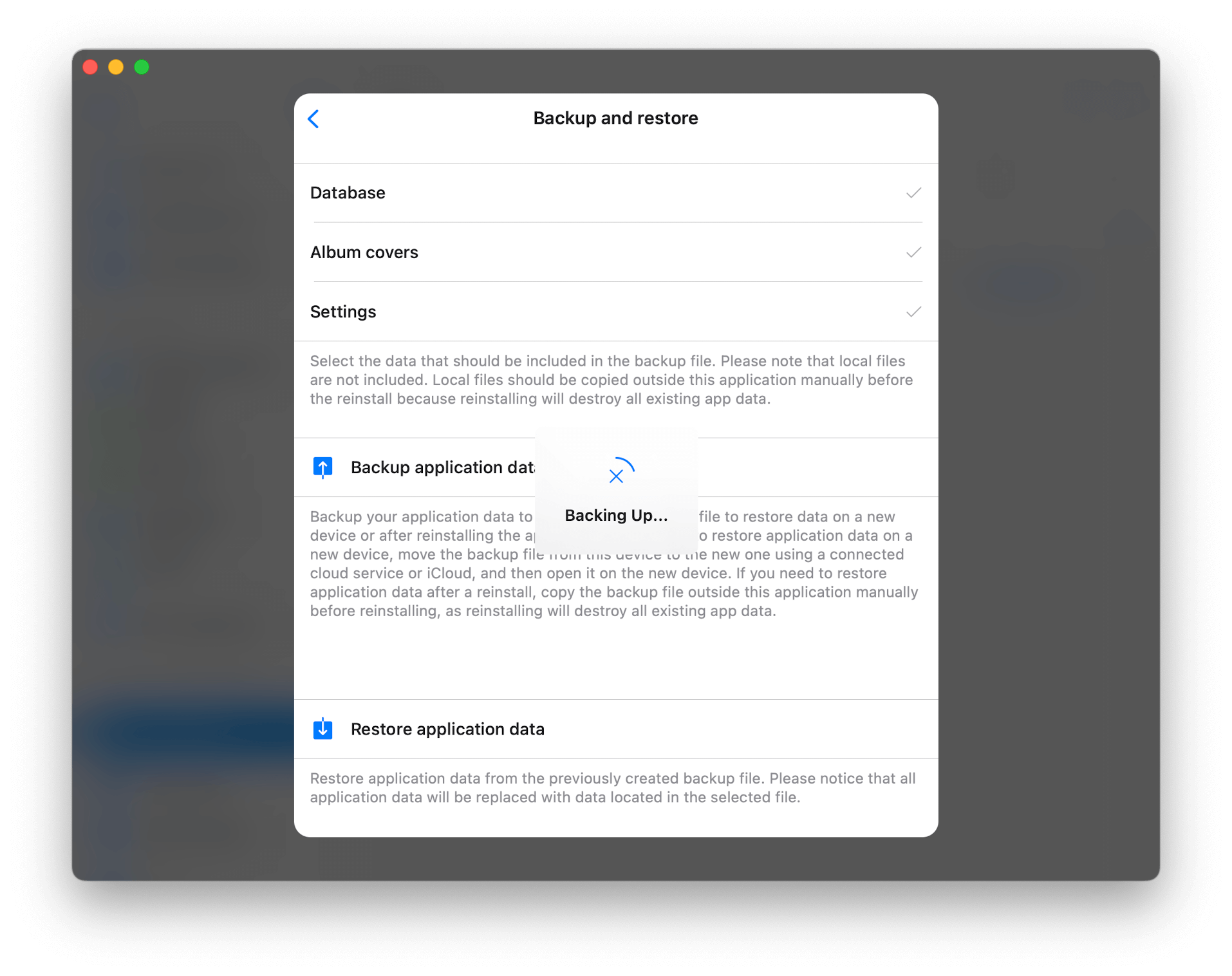 Backup Application Data