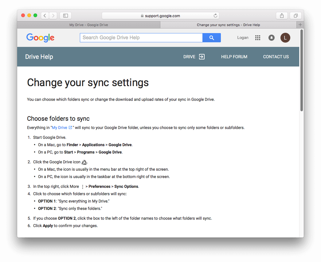Evermusic: Change Google Drive Sync Settings