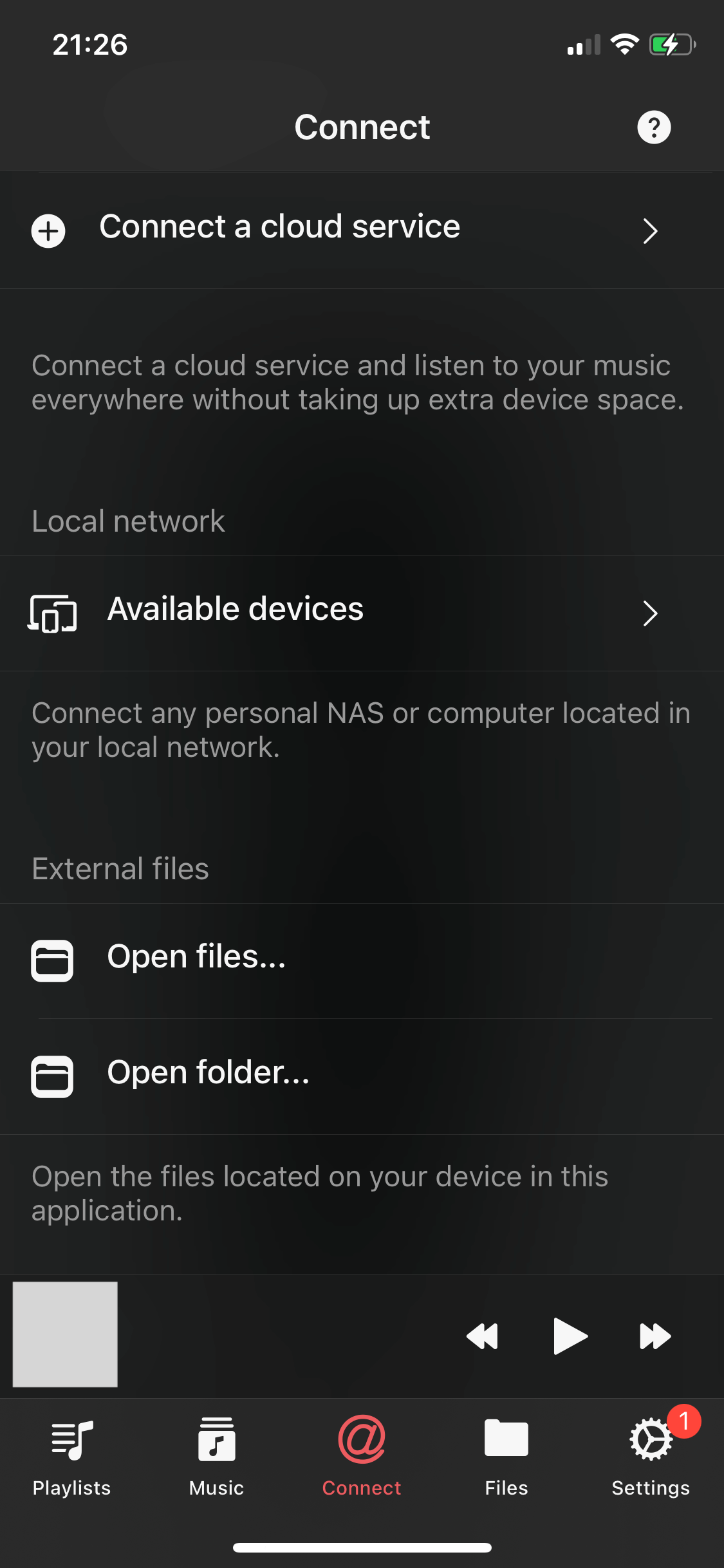 Evermusic: Connect a cloud service