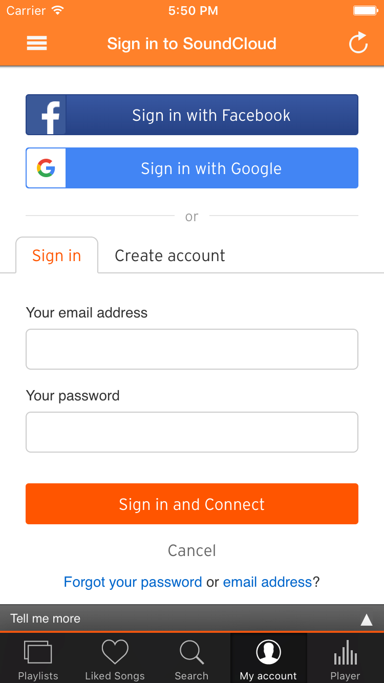 Soundy: connect account