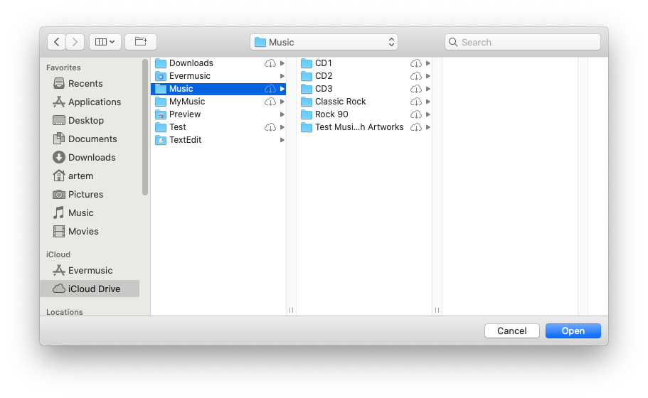 iCloud Drive Selection