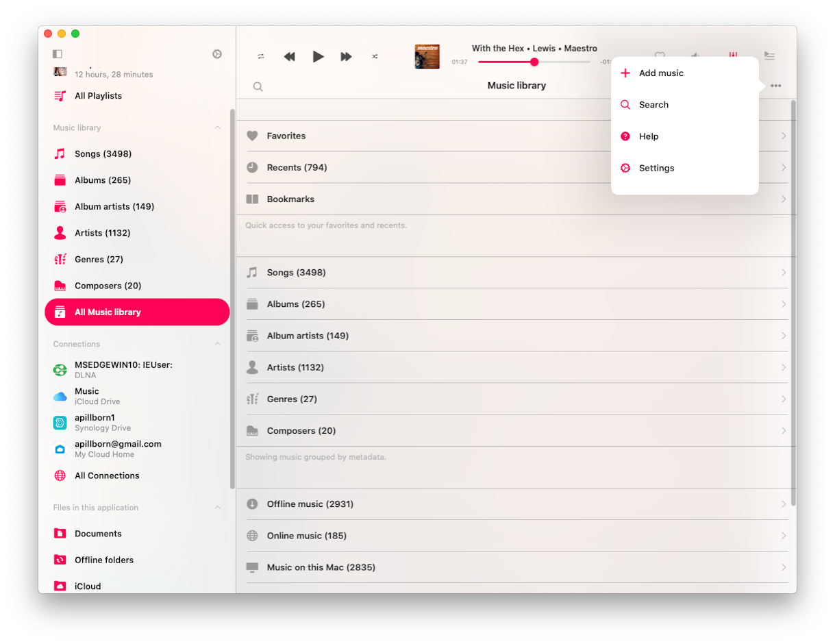 Music Library Settings