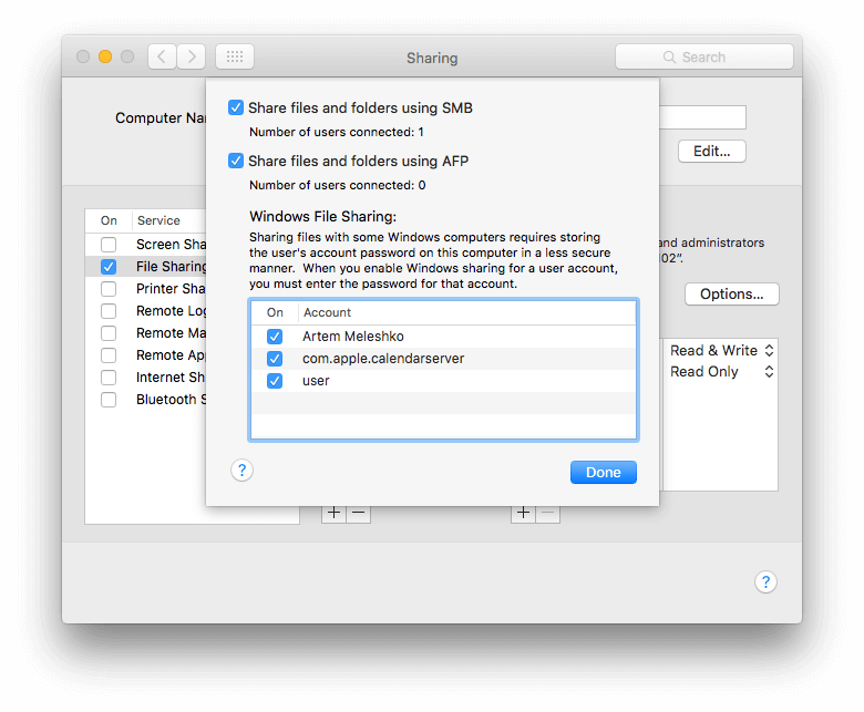 Evermusic - SMB Support - Share Files And Folders Screen
